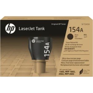 HP 154A Original Toner Reload Kit for HP LaserJet Tank MFP 1602a, 1602w, 1604w, 2602dn, 2602sdn, 2602sdw, 2603dn, 2603sdn, 2603sdw, 2604dn, 2604sdn, 2604sdw, 2605dsw, 2606dc, 2606dn, 2606dw, 2606sdn, 2606sdw Printer - Black W1540A
