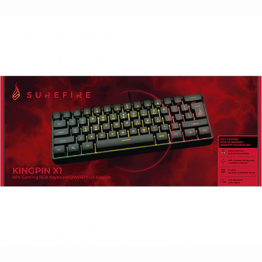 SureFire KingPin X1 60% Gaming RGB Keyboard QWERTY US English 114-48701