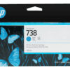 HP 738 (130ml) DesignJet Original Ink Cartridge - Cyan - 498N5A - Image 2