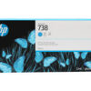 HP 738 (300ml) DesignJet Original Ink Cartridge - Cyan 676M6A - Image 2