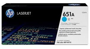 HP 651A Original LaserJet Toner Cartridge - Cyan CE341A